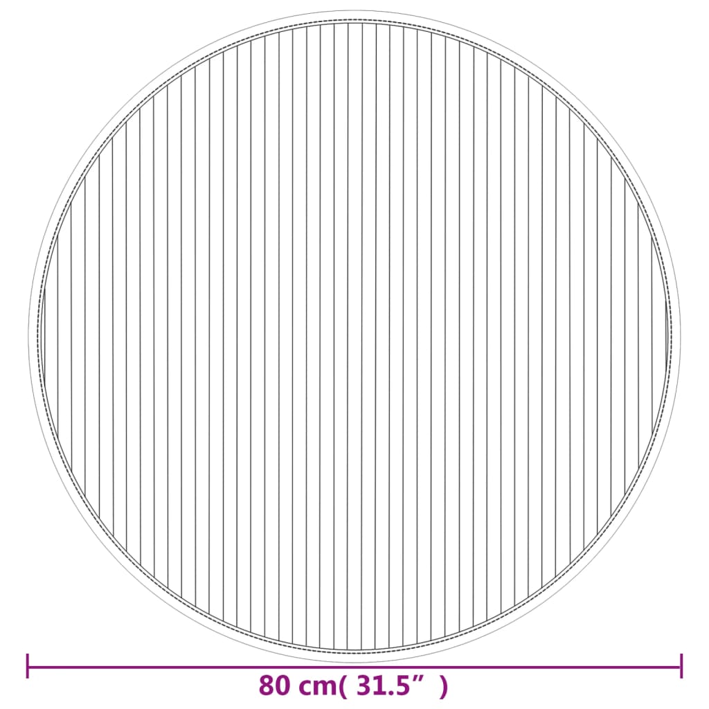 Covor rotund, maro închis, 80 cm, bambus