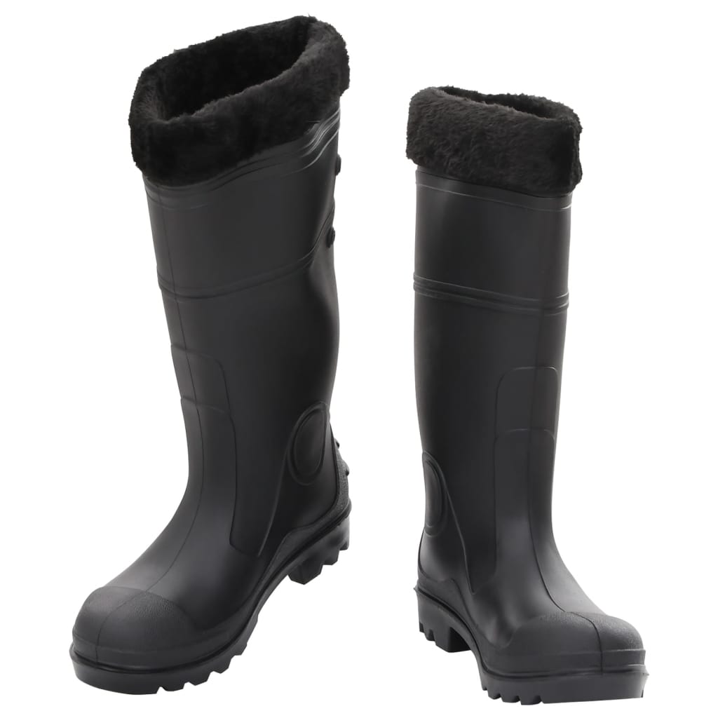 Cizme de ploaie cu șosete detașabile, negru, mărime 39, PVC