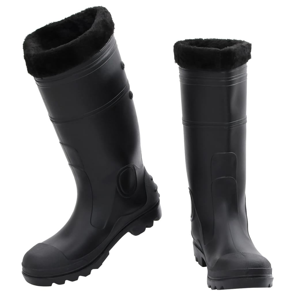 Cizme de ploaie cu șosete detașabile, negru, mărime 42, PVC