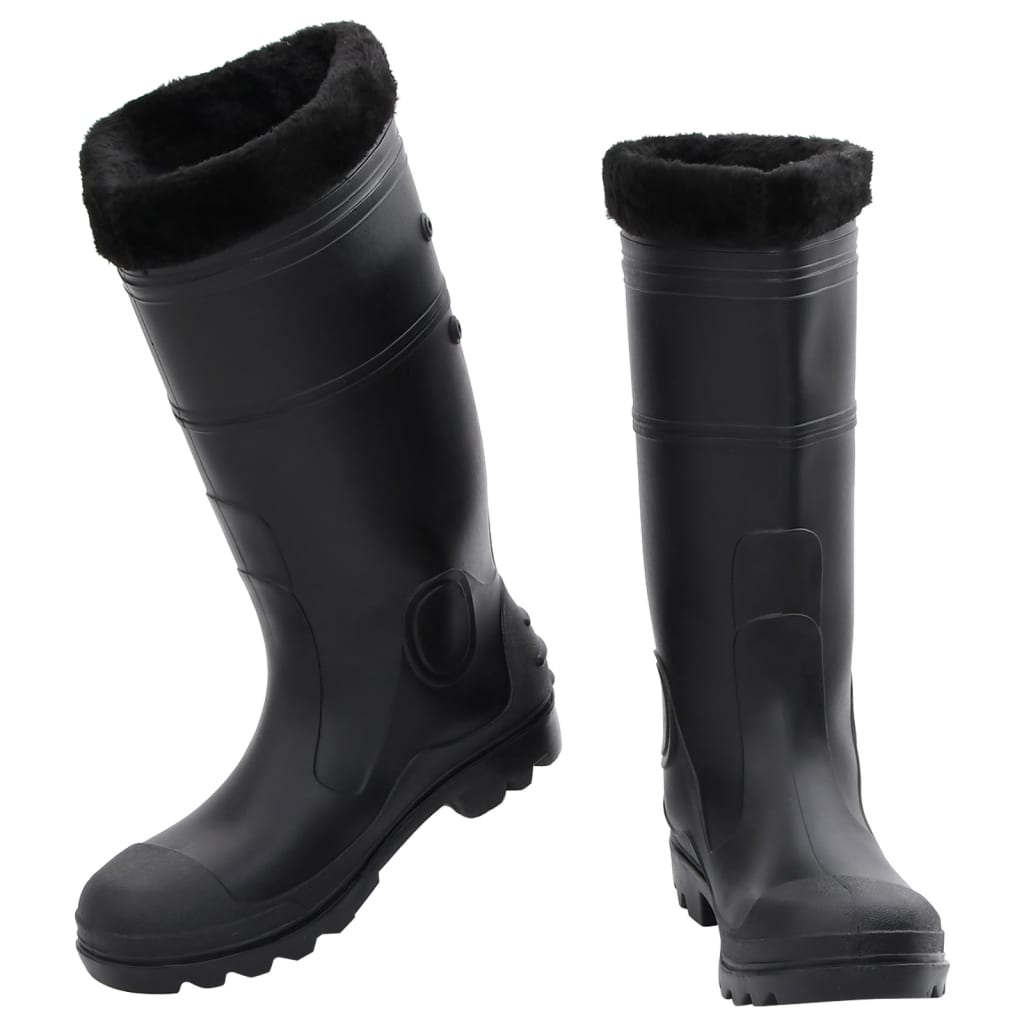 Cizme de ploaie cu șosete detașabile, negru, mărime 43, PVC