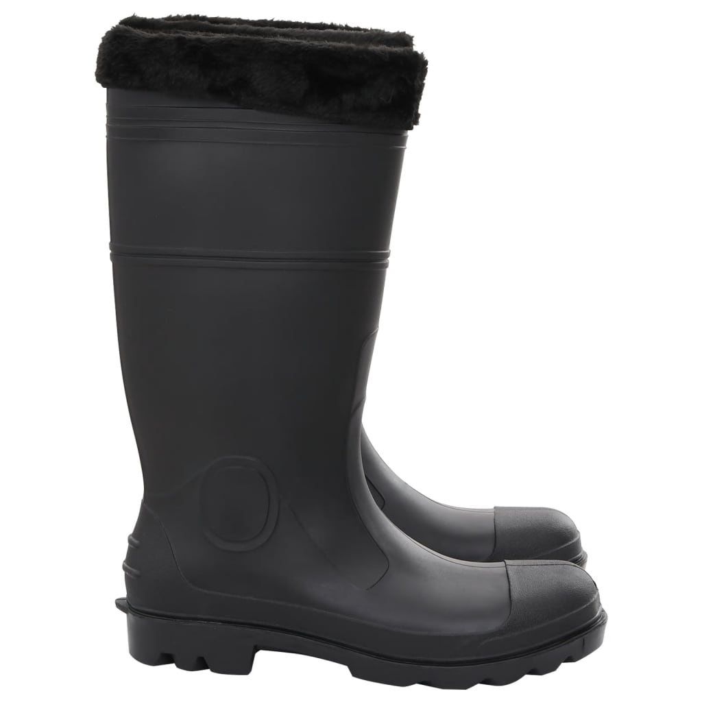 Cizme de ploaie cu șosete detașabile, negru, mărime 44, PVC