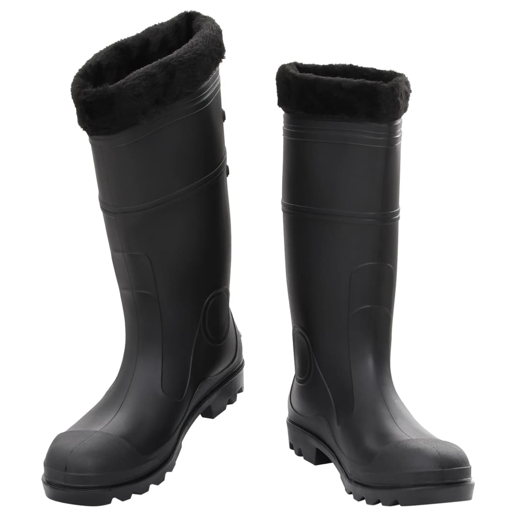 Cizme de ploaie cu șosete detașabile, negru, mărime 45, PVC