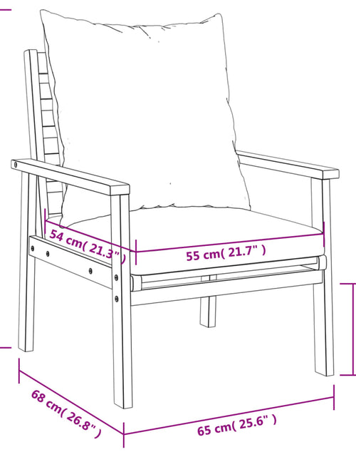 Încărcați imaginea în vizualizatorul Galerie, Scaune de grădină, 2 buc., cu pernă, lemn masiv de acacia
