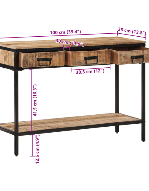 Încărcați imaginea în vizualizatorul Galerie, Masă consolă, 100x35x70 cm, lemn masiv de mango brut
