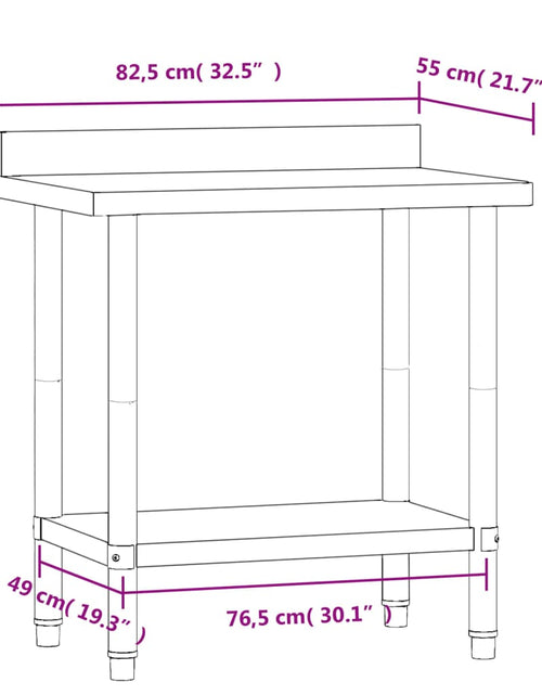 Încărcați imaginea în vizualizatorul Galerie, Masă de lucru bucătărie bordură antistropire 82,5x55x93 cm oțel
