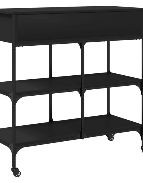 Загрузите изображение в средство просмотра галереи, Cărucior de bucătărie, negru, 105x42x95 cm, lemn prelucrat - Lando
