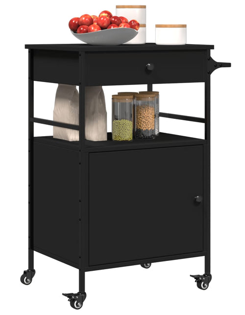 Încărcați imaginea în vizualizatorul Galerie, Cărucior de bucătărie, negru, 56x43x89,5 cm, lemn prelucrat - Lando
