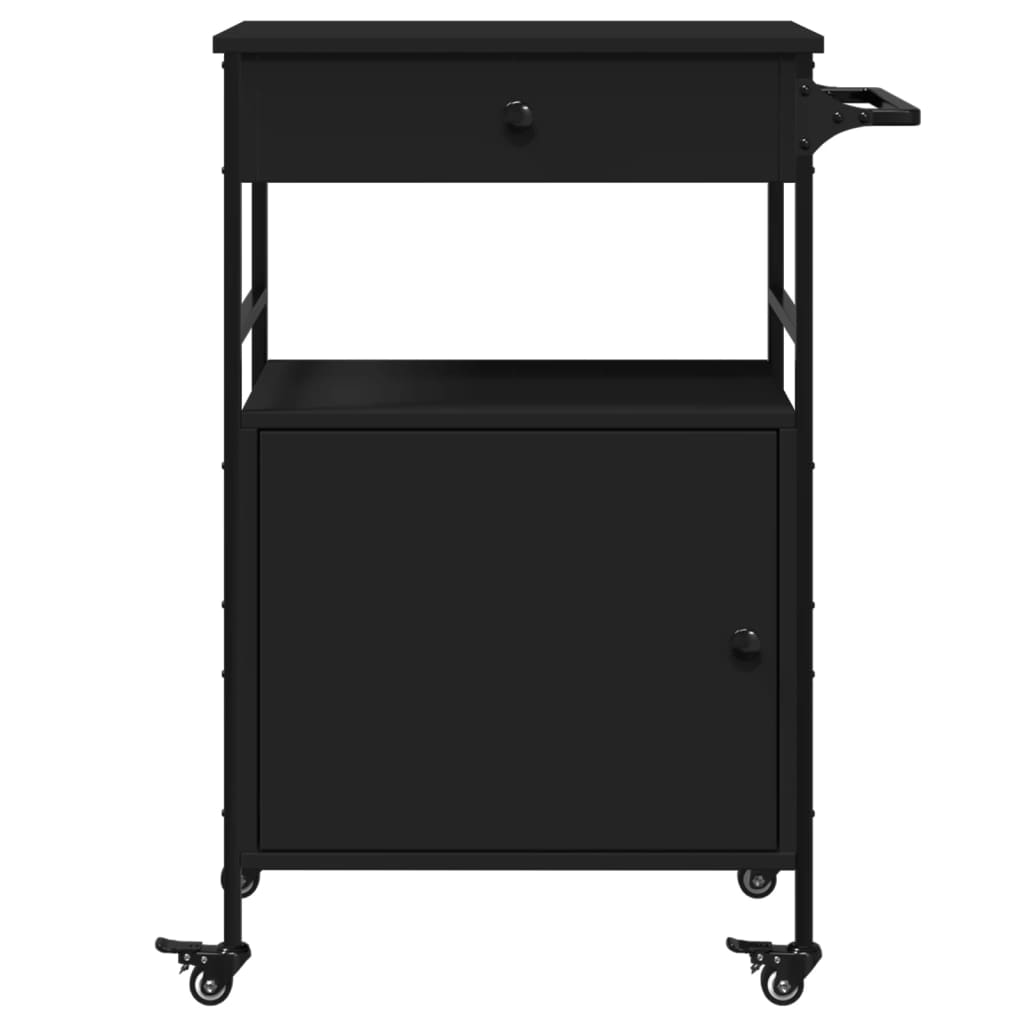 Cărucior de bucătărie, negru, 56x43x89,5 cm, lemn prelucrat - Lando