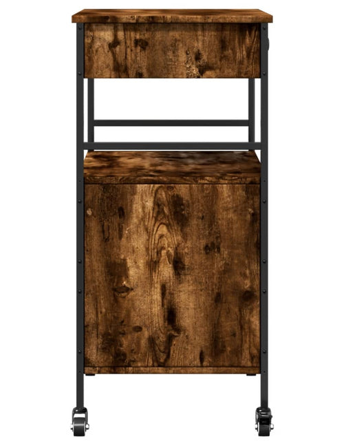 Încărcați imaginea în vizualizatorul Galerie, vidaXLCărucior de bucătărie stejar fumuriu 56x43x89,5cm lemn prelucrat - Lando
