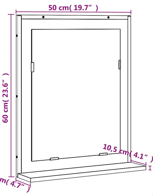 Încărcați imaginea în vizualizatorul Galerie, Oglindă baie cu raft stejar maro 50x12x60 cm lemn prelucrat
