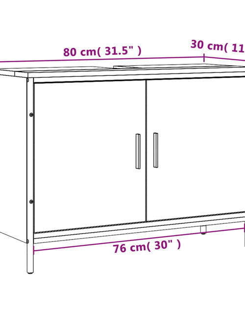 Încărcați imaginea în vizualizatorul Galerie, Dulap chiuvetă baie, stejar fumuriu, 80x30x60 cm lemn prelucrat
