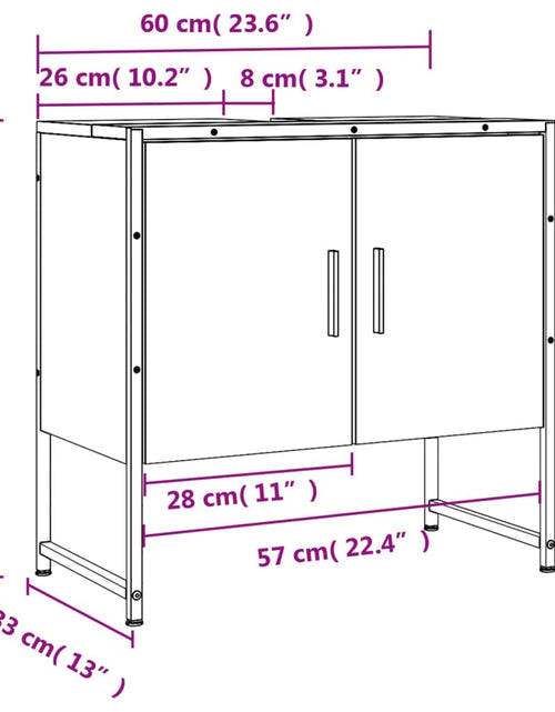 Încărcați imaginea în vizualizatorul Galerie, Dulap chiuvetă de baie, stejar maro, 60x33x60 cm lemn prelucrat
