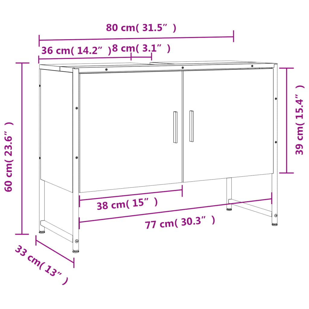 Dulap chiuveta de baie, stejar sonoma, 80x33x60cm lemn compozit