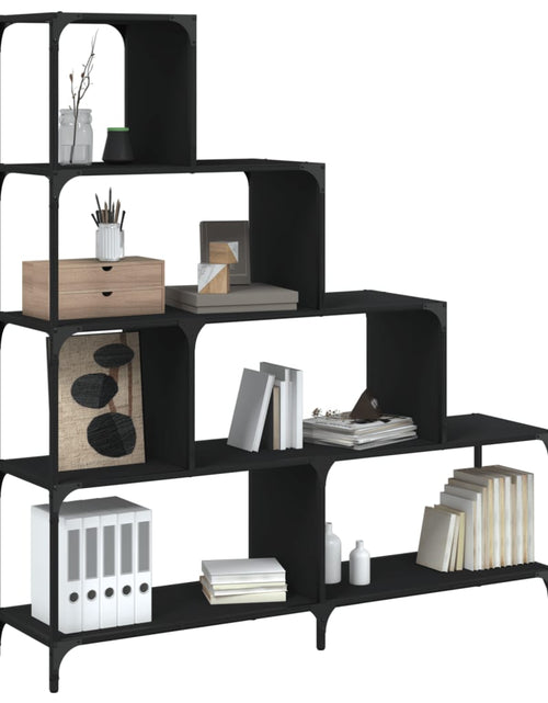 Încărcați imaginea în vizualizatorul Galerie, Bibliotecă cu 4 niveluri negru 139x33,5x149 cm lemn - Lando
