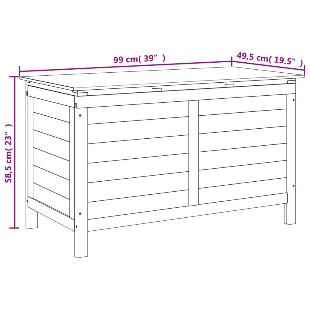 Ladă depozitare de grădină 99x49,5x58,5 cm lemn masiv de brad