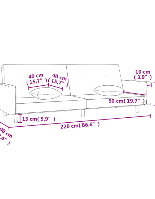Загрузите изображение в средство просмотра галереи, Canapea extensibilă cu 2 locuri, 2 perne, gri închis, textil
