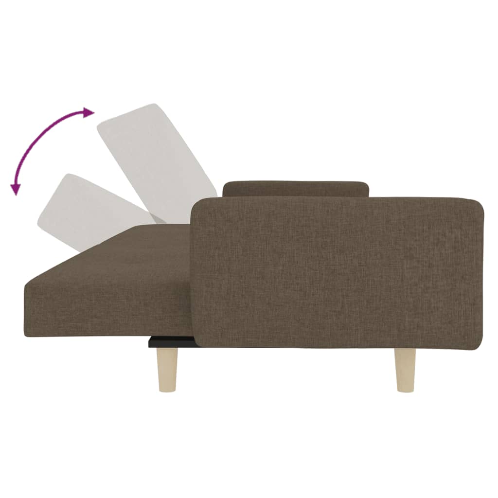 Canapea extensibilă cu 2 locuri, 2 perne, gri taupe, textil