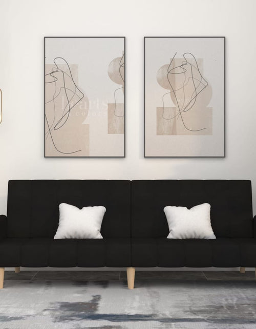 Încărcați imaginea în vizualizatorul Galerie, Canapea extensibilă cu 2 locuri, negru, material textil
