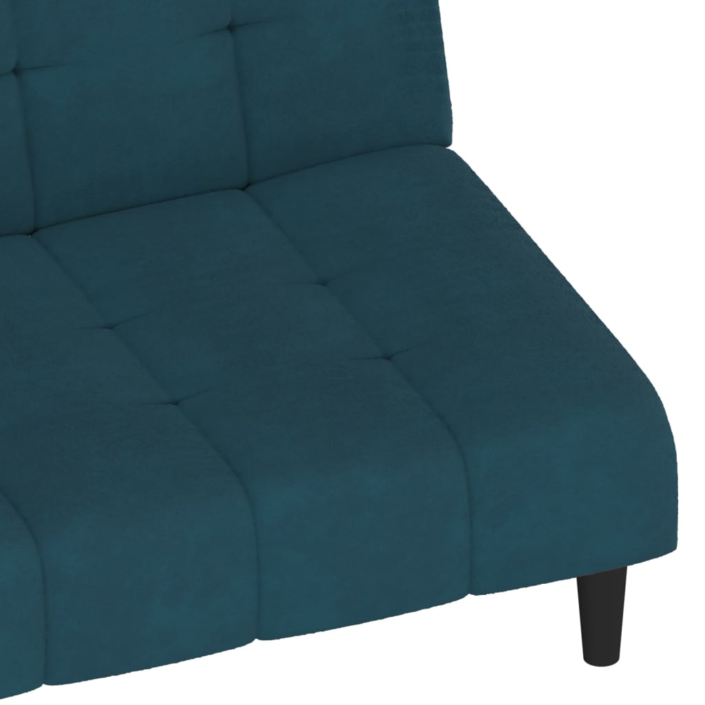 Canapea extensibilă cu 2 locuri, albastru, catifea