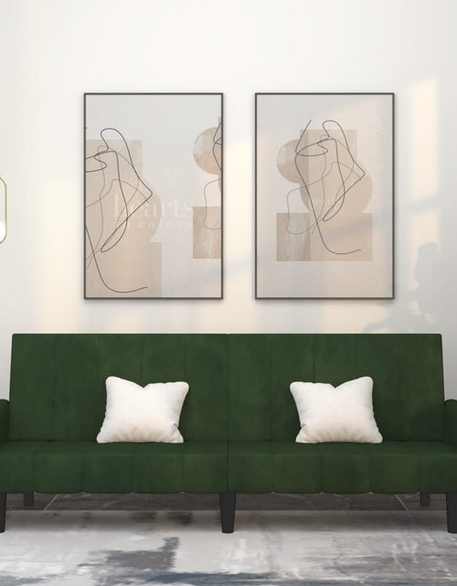Încărcați imaginea în vizualizatorul Galerie, Canapea extensibilă cu 2 locuri, verde închis, catifea
