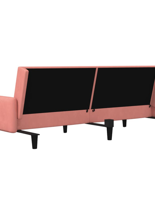 Încărcați imaginea în vizualizatorul Galerie, Canapea extensibilă cu 2 locuri, roz, catifea
