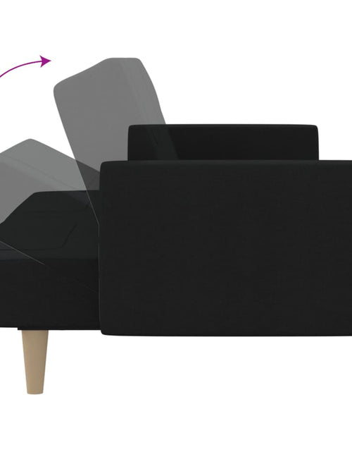 Încărcați imaginea în vizualizatorul Galerie, Canapea extensibilă cu 2 locuri, negru, material textil
