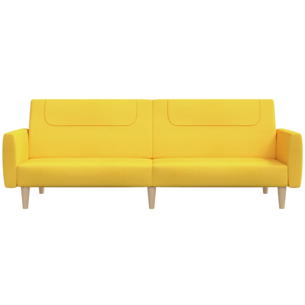 Canapea extensibilă cu 2 locuri, galben, material textil