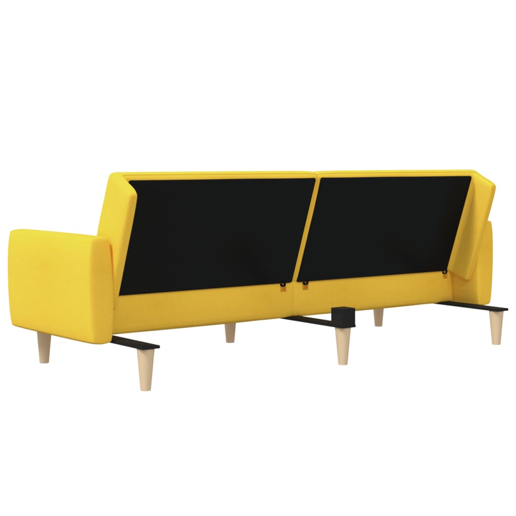 Canapea extensibilă cu 2 locuri, galben, material textil