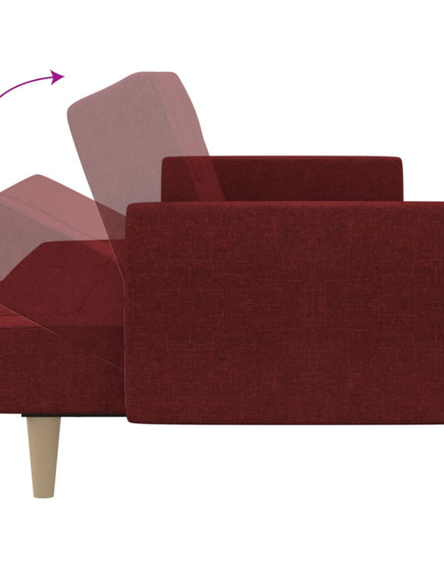 Încărcați imaginea în vizualizatorul Galerie, Canapea extensibilă cu 2 locuri, roșu vin, material textil
