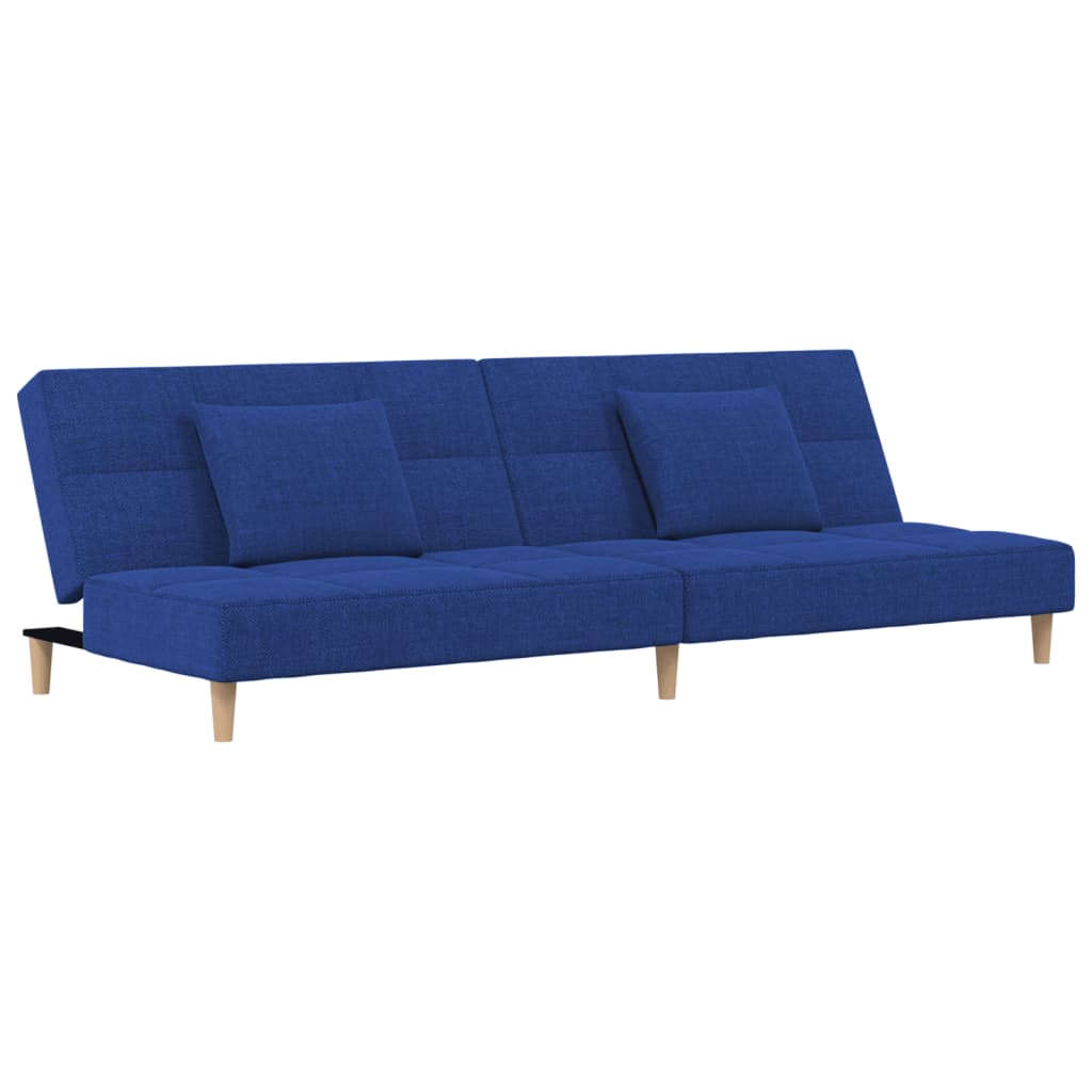 Canapea extensibilă cu 2 locuri, 2 perne, albastru, textil