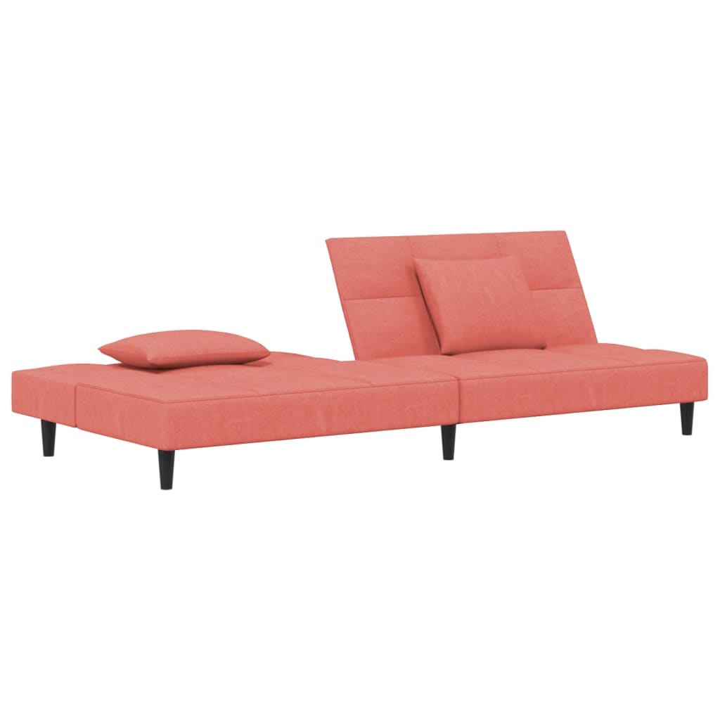 Canapea extensibilă cu 2 locuri, 2 perne, roz, catifea