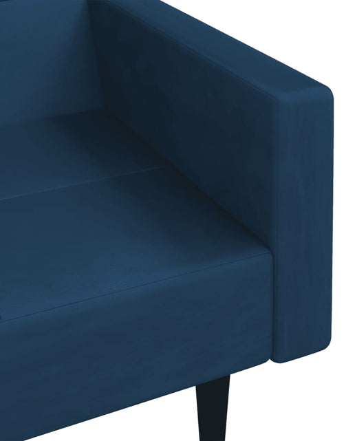 Încărcați imaginea în vizualizatorul Galerie, Canapea extensibilă cu 2 locuri, 2 perne, albastru, catifea
