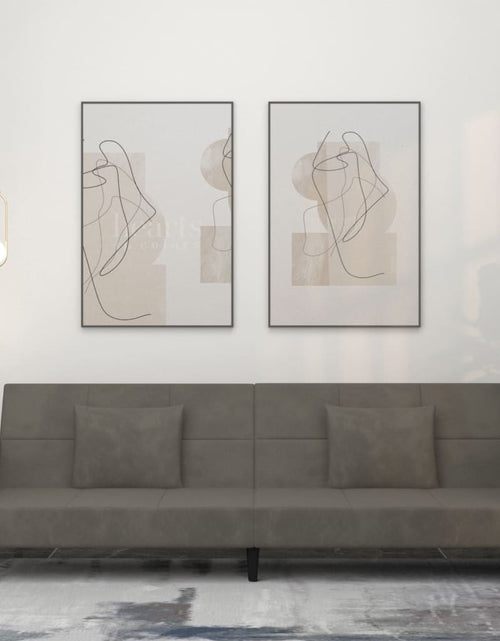 Încărcați imaginea în vizualizatorul Galerie, Canapea extensibilă cu 2 locuri, 2 perne, gri închis, catifea
