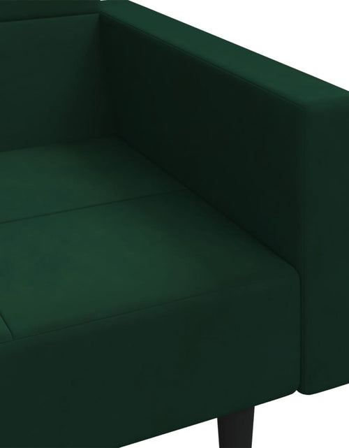 Загрузите изображение в средство просмотра галереи, Canapea extensibilă cu 2 locuri, 2 perne, verde închis catifea
