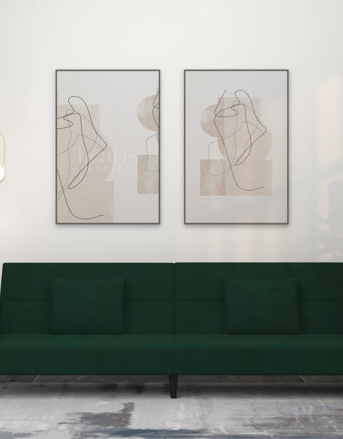 Загрузите изображение в средство просмотра галереи, Canapea extensibilă cu 2 locuri, 2 perne, verde închis catifea
