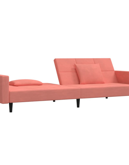 Încărcați imaginea în vizualizatorul Galerie, Canapea extensibilă cu 2 locuri, 2 perne, roz, catifea
