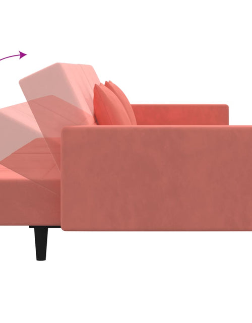Încărcați imaginea în vizualizatorul Galerie, Canapea extensibilă cu 2 locuri, 2 perne, roz, catifea
