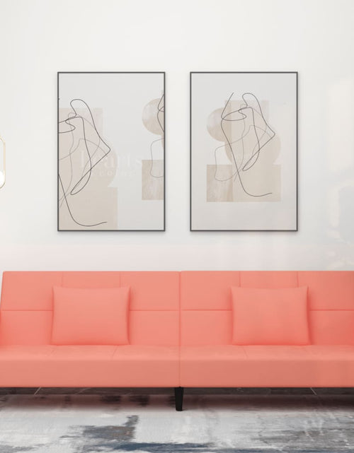 Загрузите изображение в средство просмотра галереи, Canapea extensibilă cu 2 locuri, 2 perne, roz, catifea
