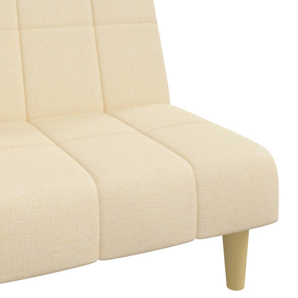 Canapea extensibilă cu 2 locuri, crem, material textil