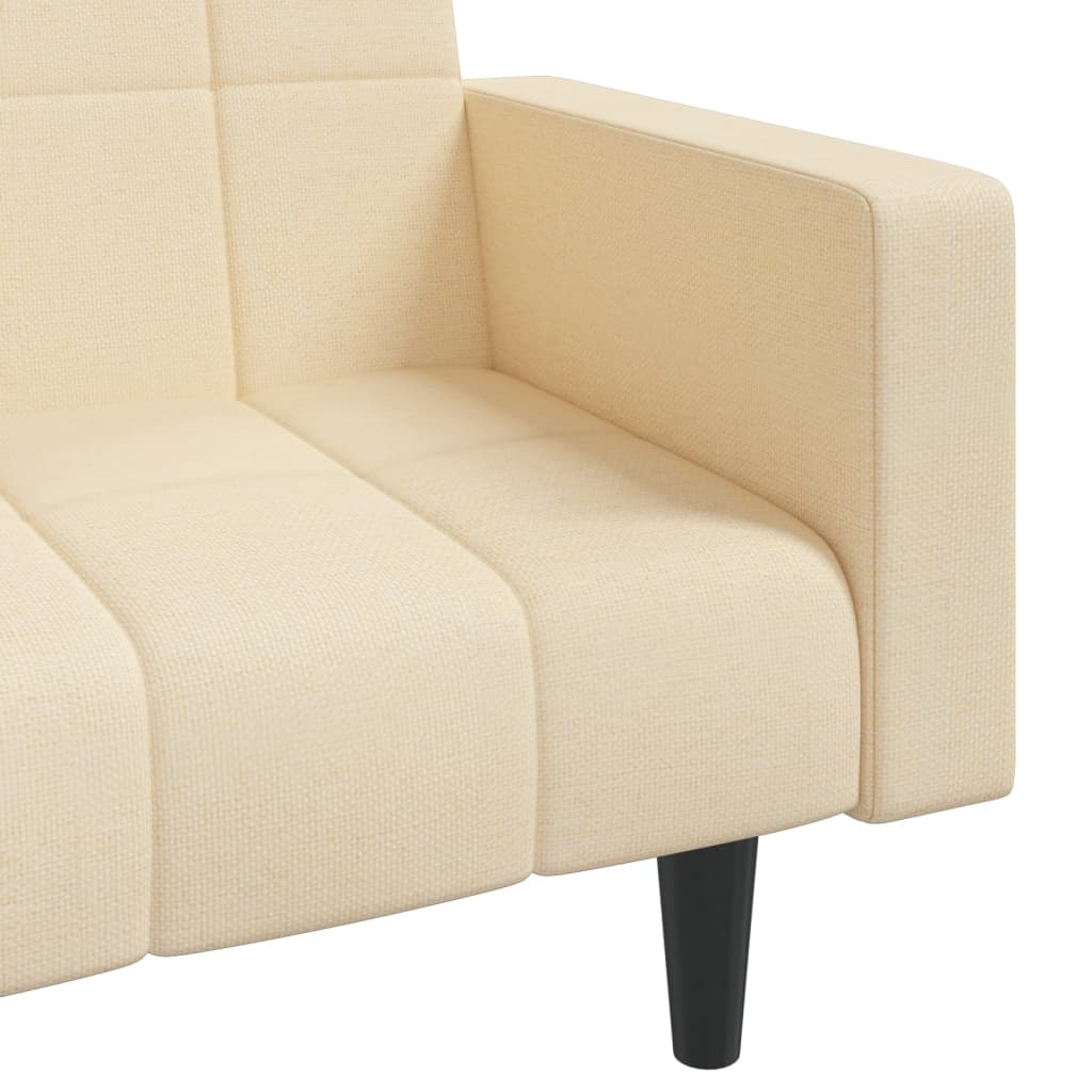 Canapea extensibilă cu 2 locuri, 2 perne, crem, textil