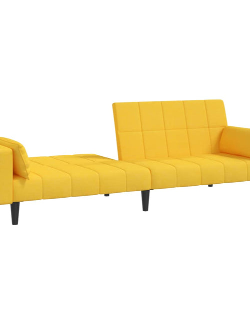 Încărcați imaginea în vizualizatorul Galerie, Canapea extensibilă cu 2 locuri, 2 perne, galben, textil
