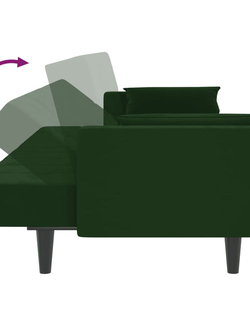 Încărcați imaginea în vizualizatorul Galerie, Canapea extensibilă cu 2 locuri, 2 perne, verde închis catifea
