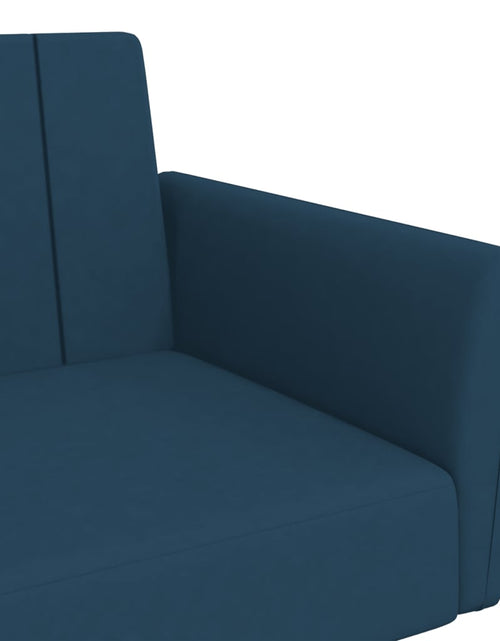 Încărcați imaginea în vizualizatorul Galerie, Canapea extensibilă cu 2 locuri, albastru, catifea
