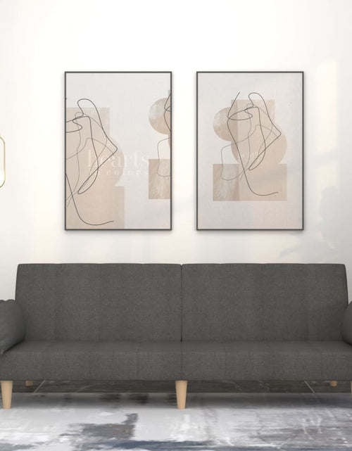 Încărcați imaginea în vizualizatorul Galerie, Canapea extensibilă cu 2 locuri, 2 perne, gri închis, textil
