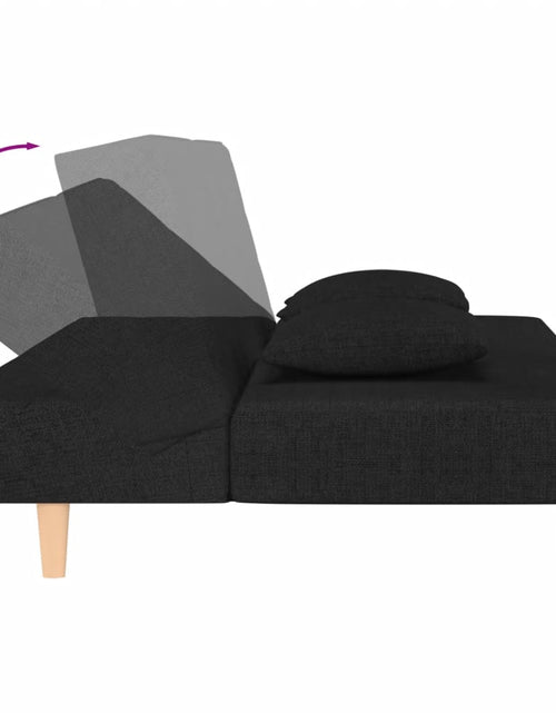 Încărcați imaginea în vizualizatorul Galerie, Canapea extensibilă cu 2 locuri, 2 perne, negru, textil
