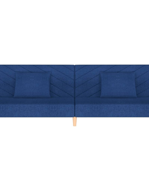 Încărcați imaginea în vizualizatorul Galerie, Canapea extensibilă cu 2 locuri, 2 perne, albastru, textil
