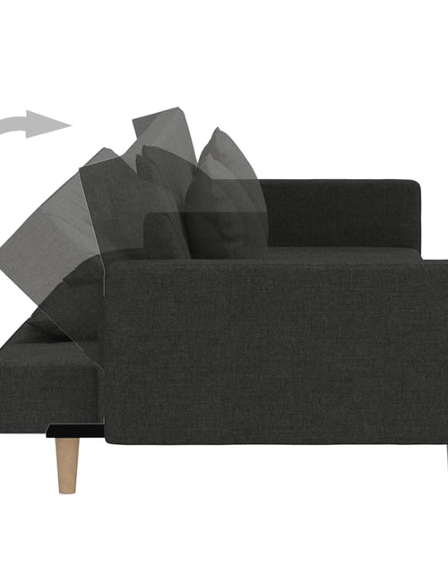 Încărcați imaginea în vizualizatorul Galerie, Canapea extensibilă cu 2 locuri, 2 perne, negru, textil
