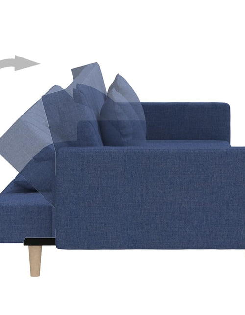 Încărcați imaginea în vizualizatorul Galerie, Canapea extensibilă cu 2 locuri, 2 perne, albastru, textil
