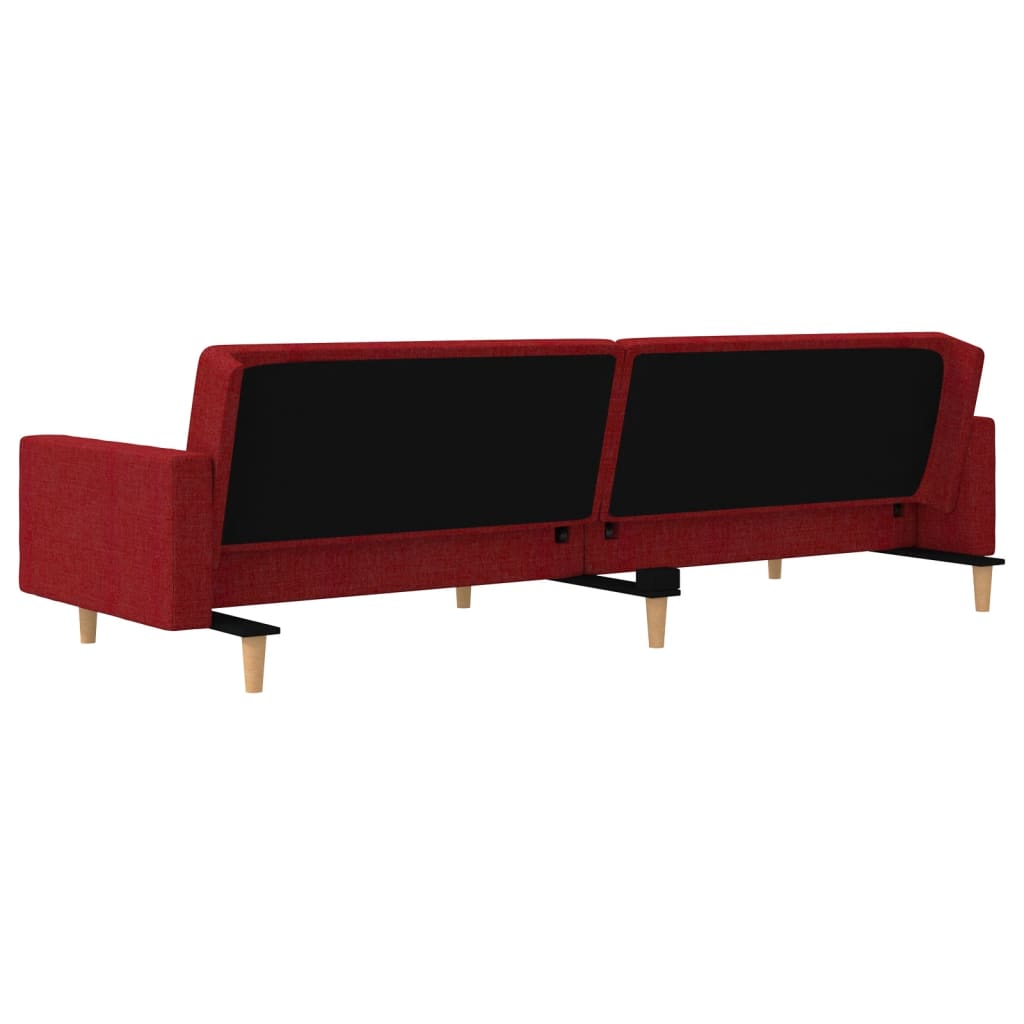 Canapea extensibilă cu 2 locuri, 2 perne, roșu vin, textil