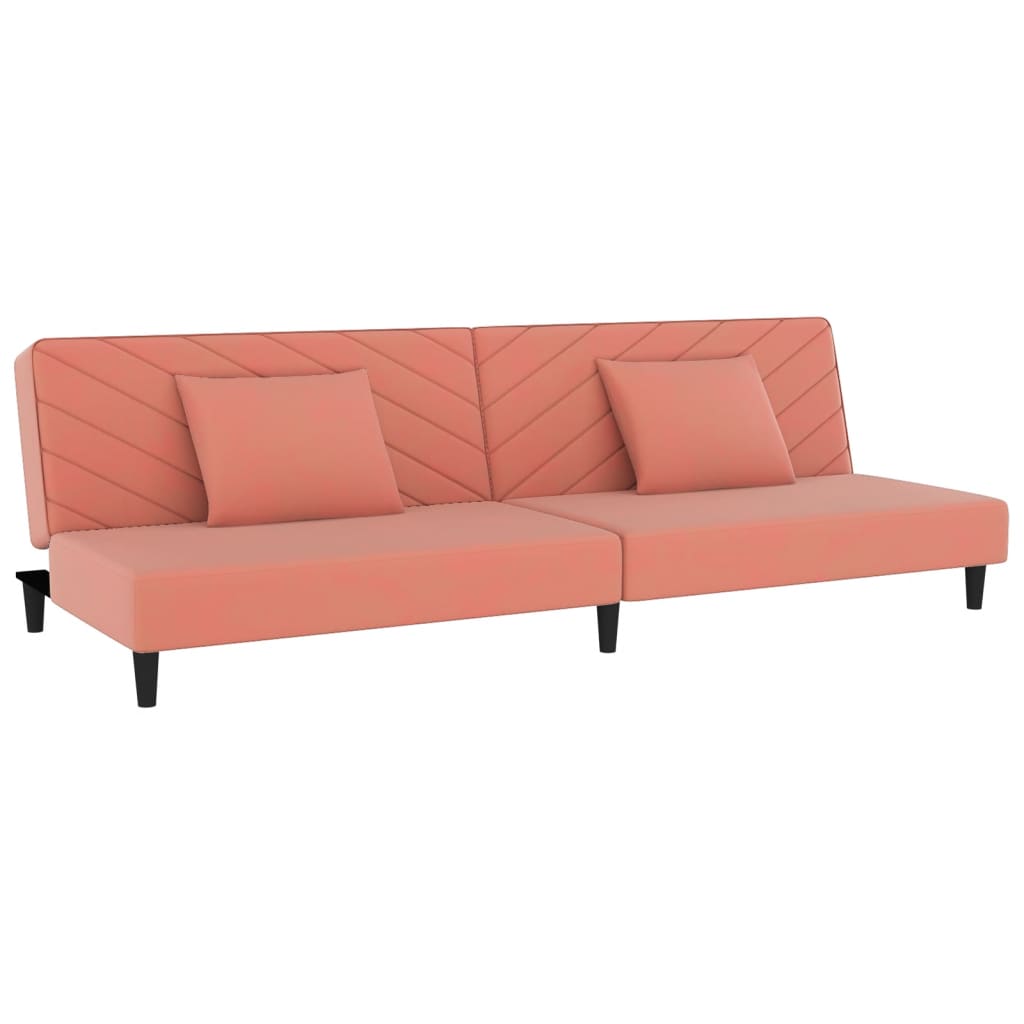 Canapea extensibilă cu 2 locuri, 2 perne, roz, catifea